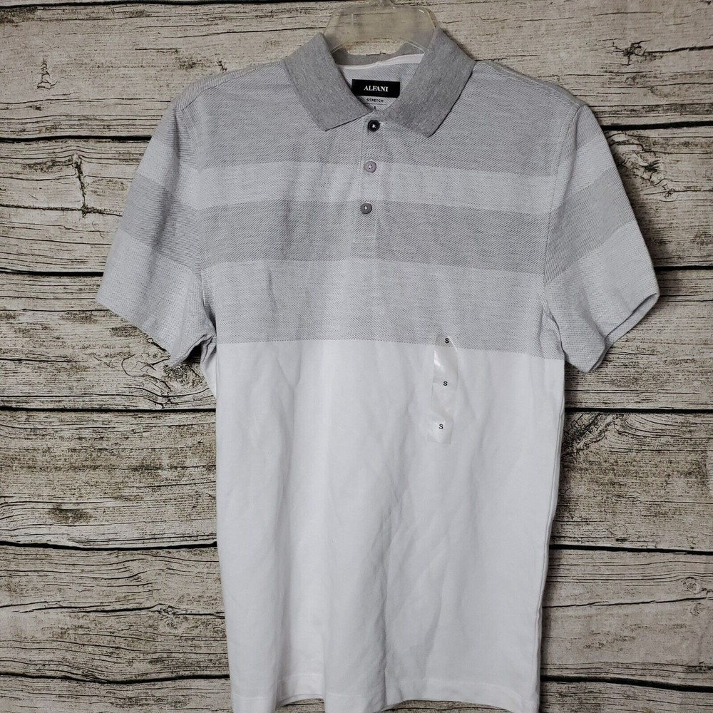 Junior's Alfani Twill Novelty Polo Shirt Stretch Size Small Reg $55.00
